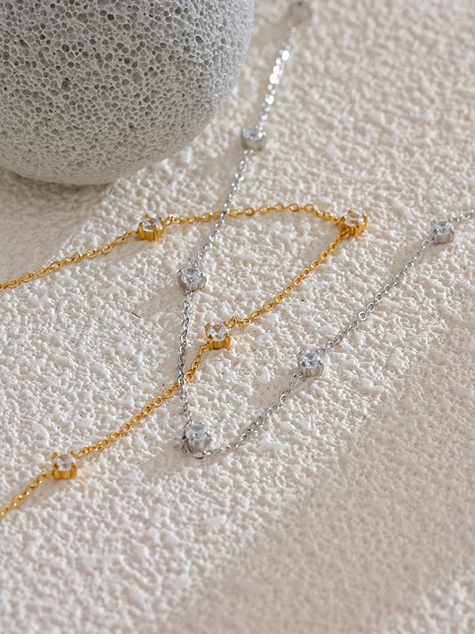 Cubic zirconia necklace anklet bracelet jewelry set - product image