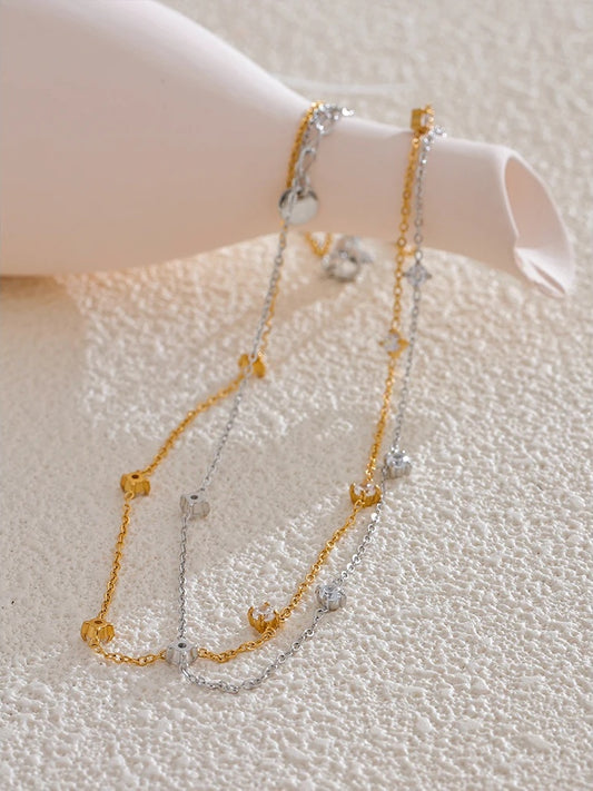 Cubic zirconia necklace anklet bracelet jewelry set - product image