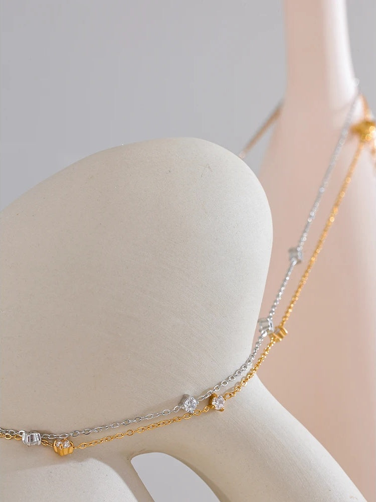 Cubic zirconia necklace anklet bracelet jewelry set - product image