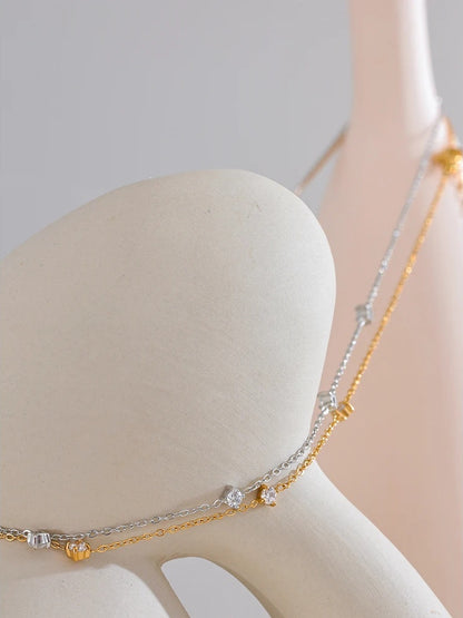 Cubic zirconia necklace anklet bracelet jewelry set - product image