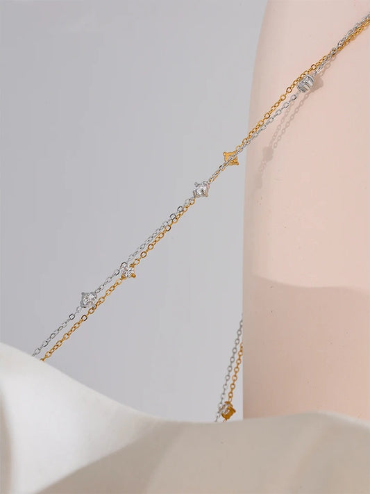 Cubic zirconia necklace anklet bracelet jewelry set - product image