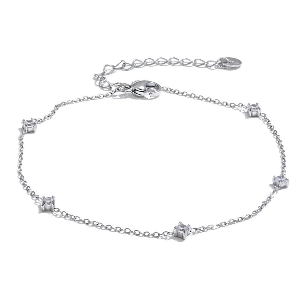 Cubic zirconia necklace anklet bracelet jewelry set - product image