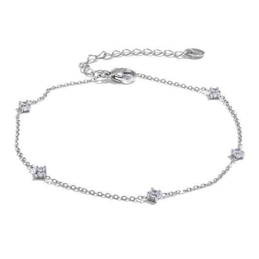 Cubic zirconia necklace anklet bracelet jewelry set - product image