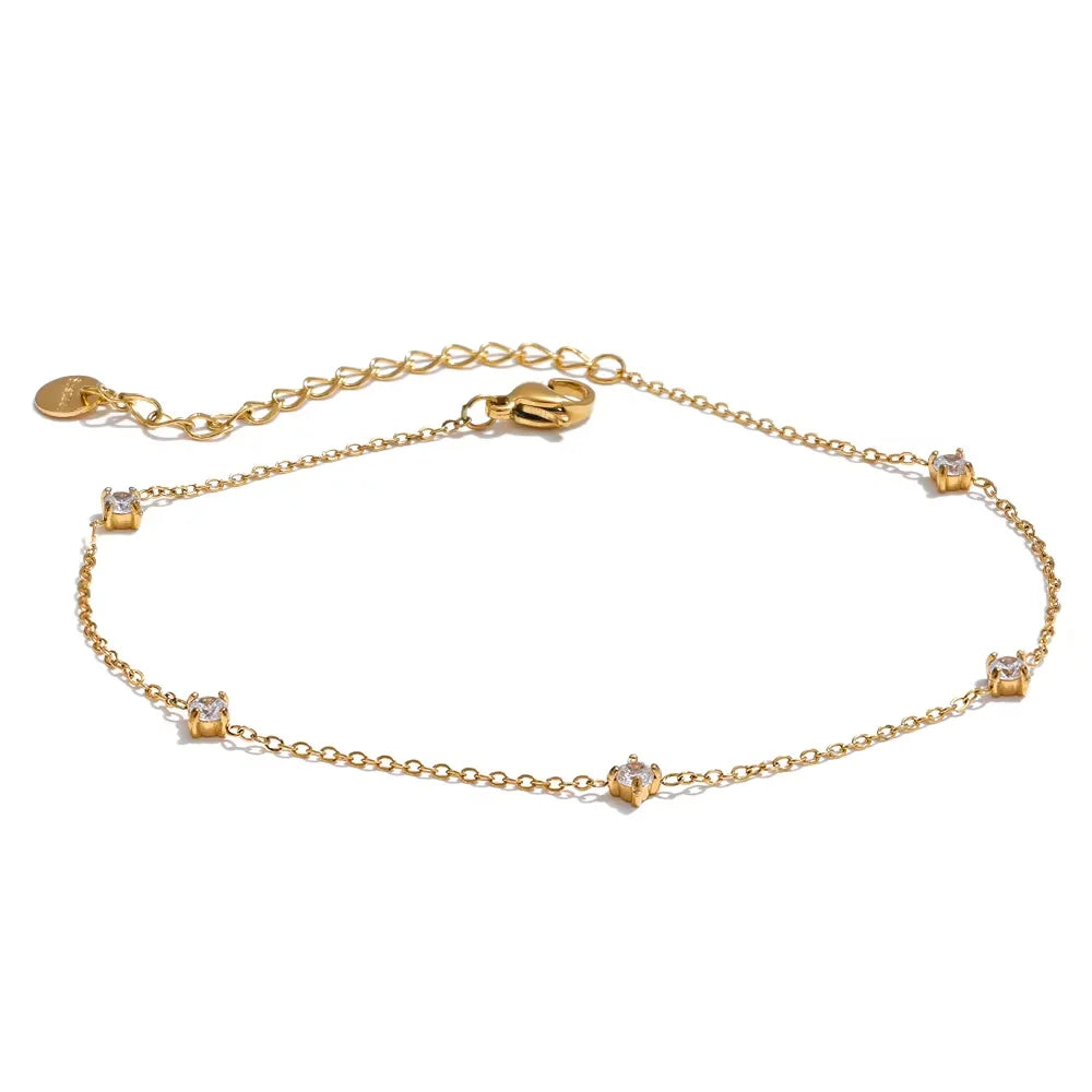 Cubic zirconia necklace anklet bracelet jewelry set - product image