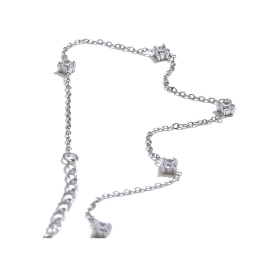 Cubic zirconia necklace anklet bracelet jewelry set - product image