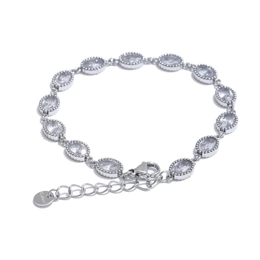 Cubic zirconia oval chain bracelet earrings set - product image
