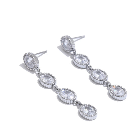 Cubic zirconia oval chain bracelet earrings set - product image