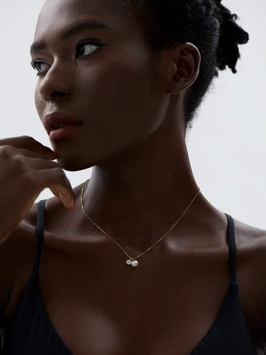 Cubic zirconia pearl pendant necklace - product image