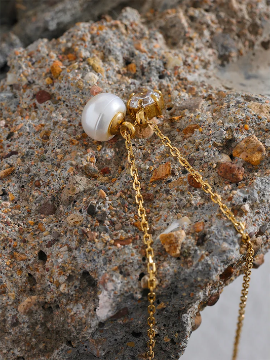 Cubic zirconia pearl pendant necklace - product image