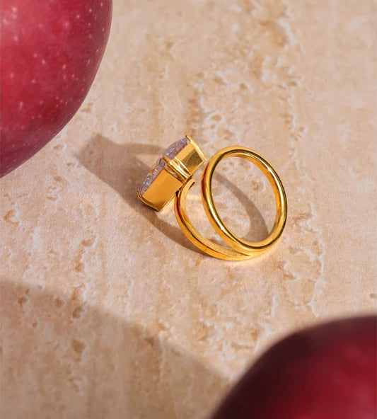 Cubic zirconia rectangle minimalist finger ring - product image