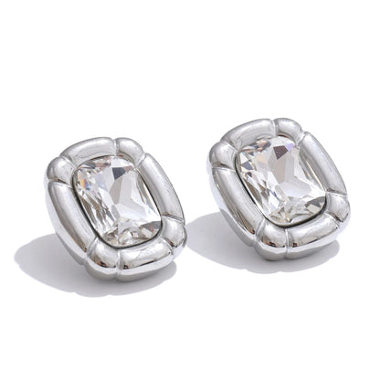 Cubic zirconia rectangle pendant earrings set - product image