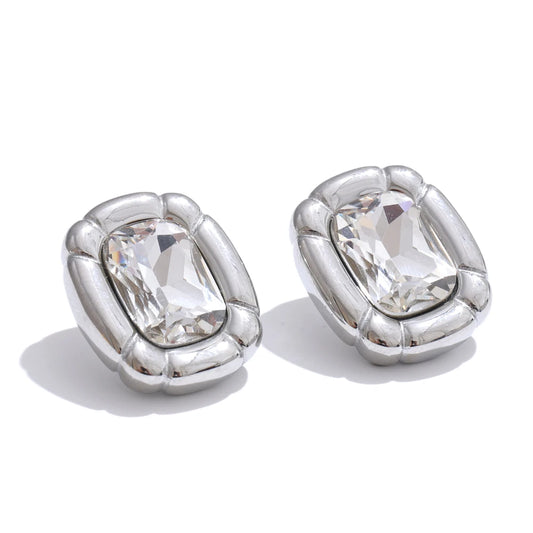 Cubic zirconia rectangle pendant earrings set - product image