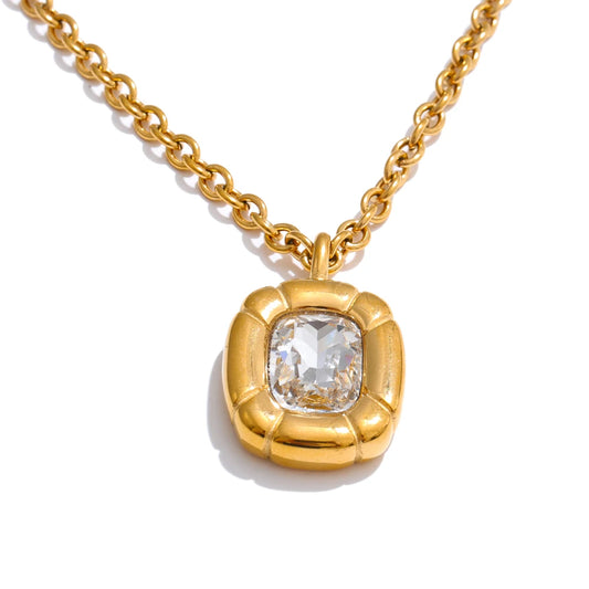 Cubic zirconia rectangle pendant earrings set - product image