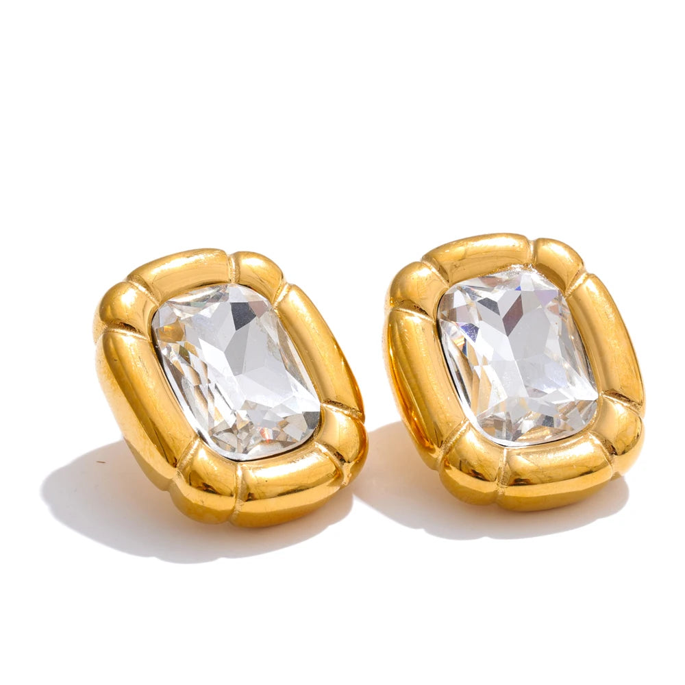 Cubic zirconia rectangle pendant earrings set - product image