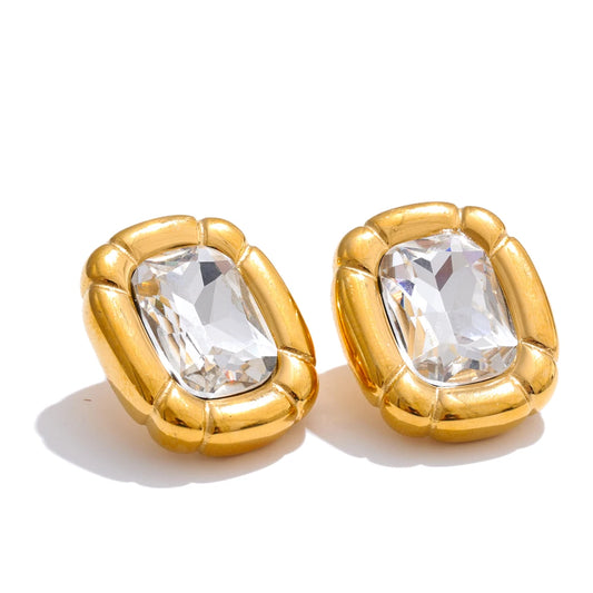 Cubic zirconia rectangle pendant earrings set - product image