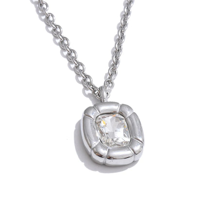 Cubic zirconia rectangle pendant earrings set - product image