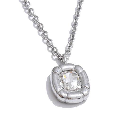 Cubic zirconia rectangle pendant earrings set - product image