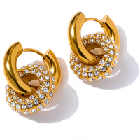 Cubic Zirconia Round Huggie Hoop Earrings