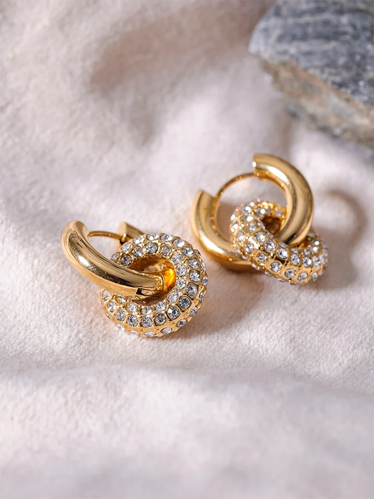 Cubic zirconia round huggie hoop earrings - product image