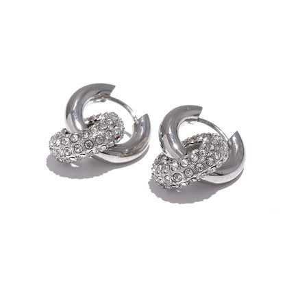 Cubic zirconia round huggie hoop earrings - product image
