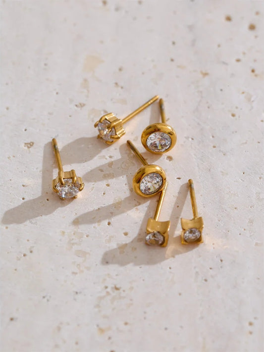 Cubic zirconia round small stud earrings women's daily - product image