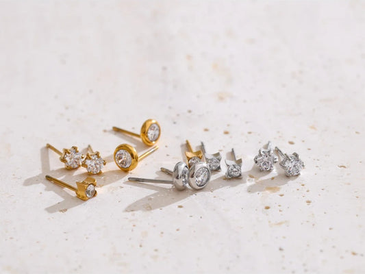 Cubic zirconia round small stud earrings women's daily - product image