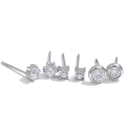 Cubic zirconia round small stud earrings women's daily - product image