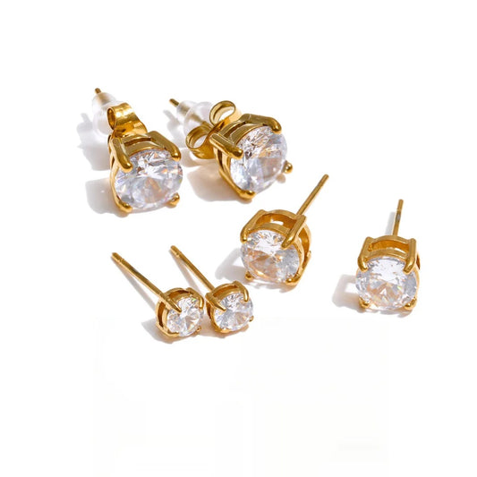 Cubic zirconia round stud earrings - product image
