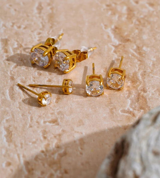 Cubic zirconia round stud earrings - product image
