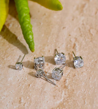 Cubic zirconia round stud earrings - product image