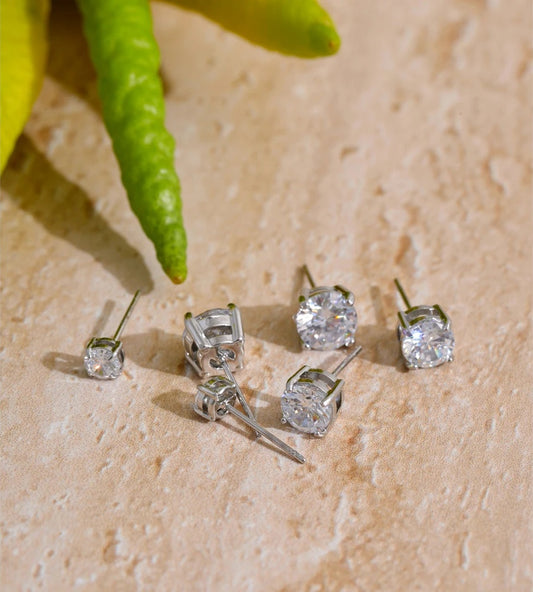 Cubic zirconia round stud earrings - product image