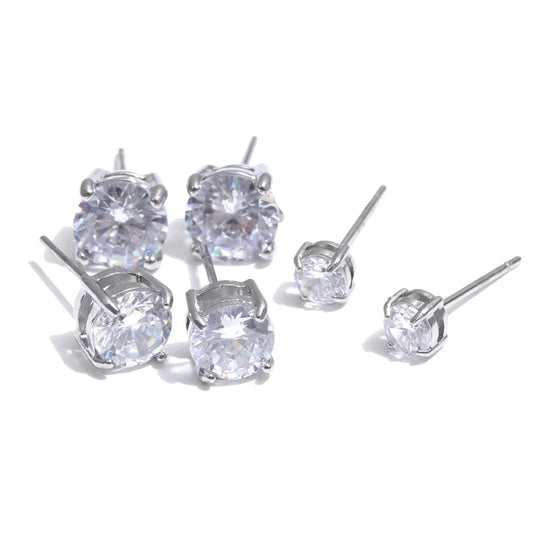 Cubic zirconia round stud earrings - product image