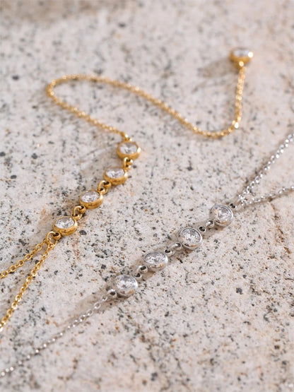 Cubic zirconia round y chain long drop necklace - product image