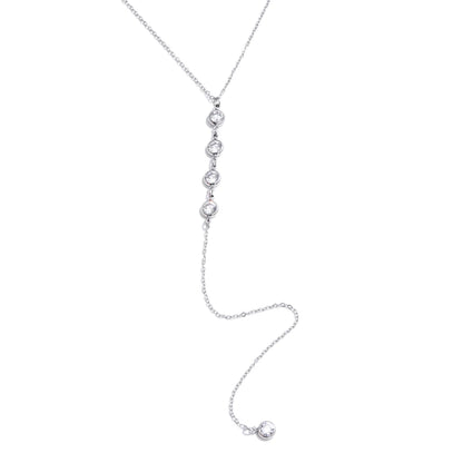 Cubic zirconia round y chain long drop necklace - product image