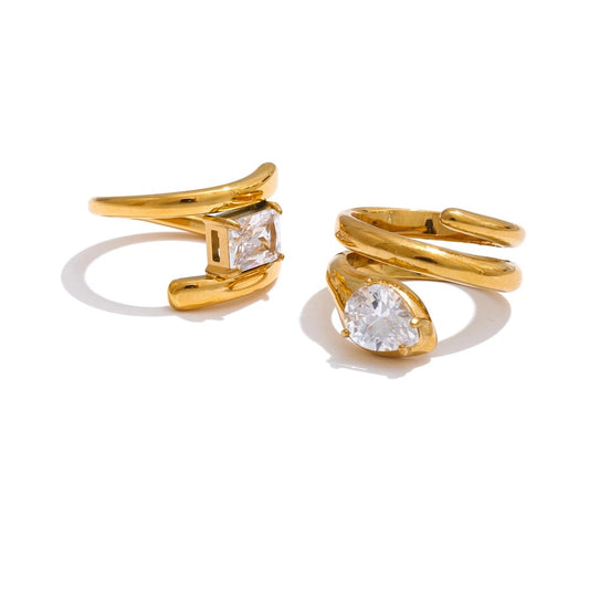 Cubic zirconia snake abstract golden ring - product image