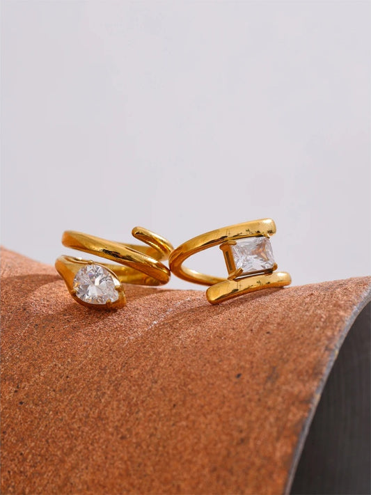 Cubic zirconia snake abstract golden ring - product image