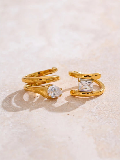 Cubic zirconia snake abstract golden ring - product image