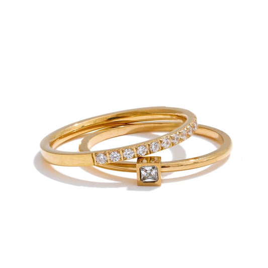 Cubic zirconia stackable finger ring set - product image