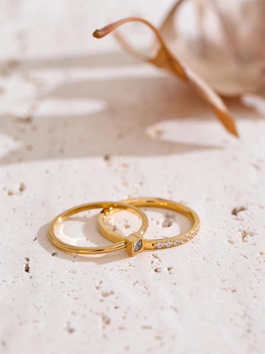 Cubic zirconia stackable finger ring set - product image