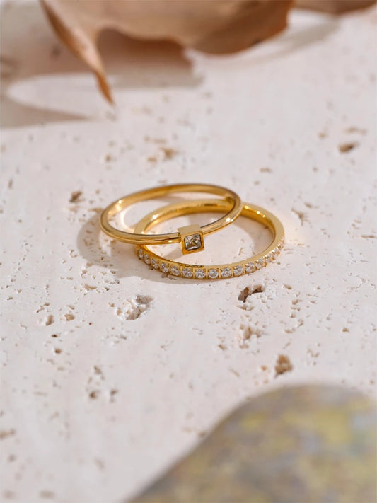 Cubic zirconia stackable finger ring set - product image