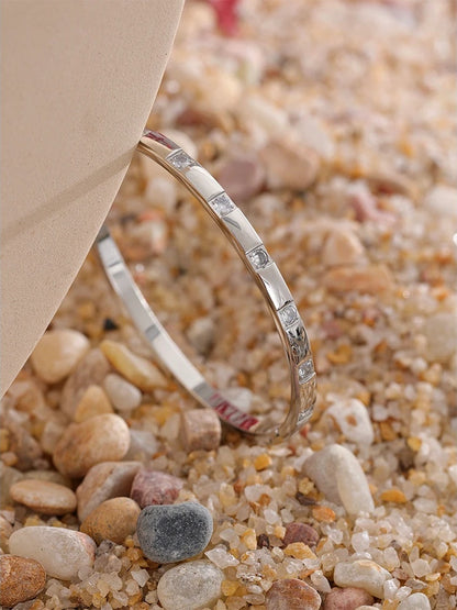 Cubic zirconia stainless steel wrist bangle bracelet - product image