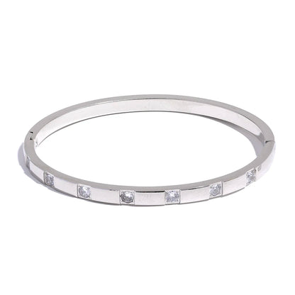 Cubic zirconia stainless steel wrist bangle bracelet - product image