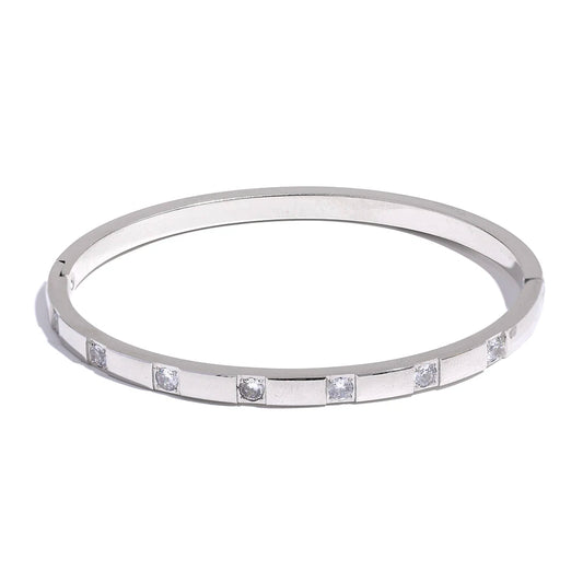 Cubic zirconia stainless steel wrist bangle bracelet - product image