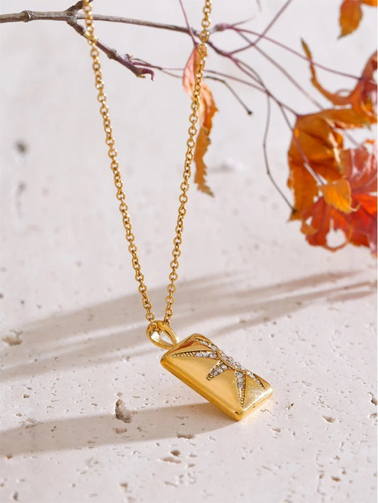 Cubic zirconia sun charm pendant necklace - product image