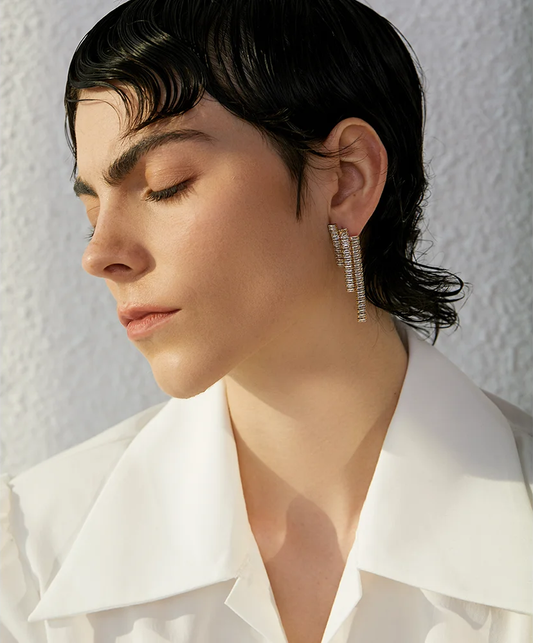 Cubic zirconia tassel drop dangle earrings - product image