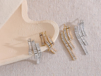 Cubic zirconia tassel drop dangle earrings - product image
