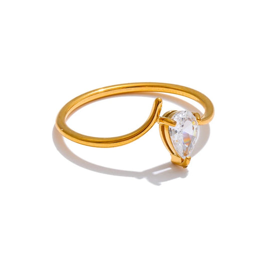 Cubic zirconia thin contemporary finger ring - product image