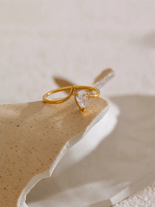 Cubic zirconia thin contemporary finger ring - product image