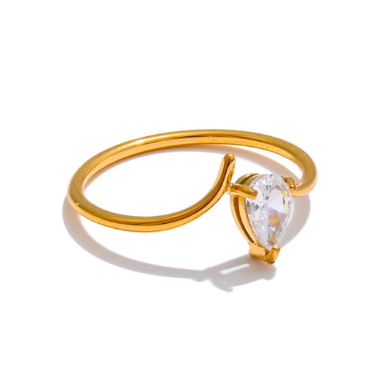 Cubic zirconia thin contemporary finger ring - product image