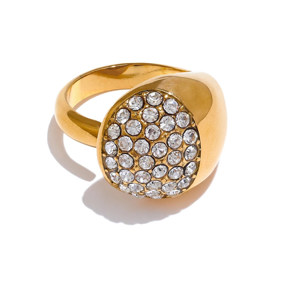 Cubic zirconia trendy cast open ring - product image